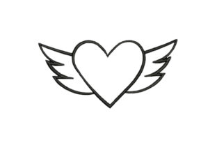 Heart with Wings Line Art Review for Seasonal Embroidery
